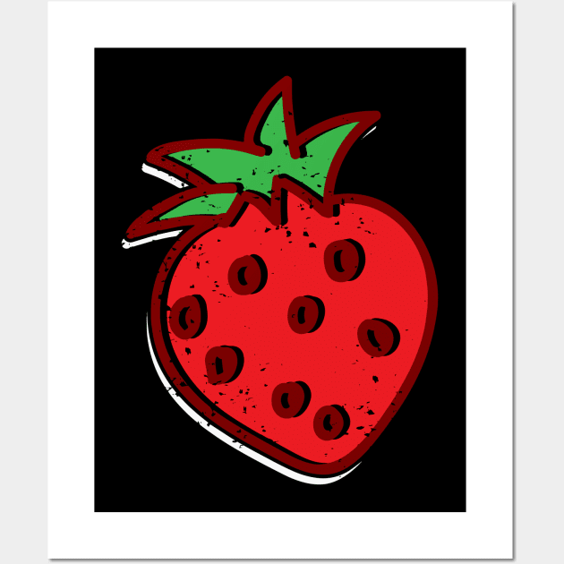 Vintage Cartoon Strawberry Wall Art by jpmariano